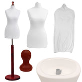 Display Guru Female Uk Size 12/14 Dressmakers Tailors Dummy Mannequin , White Torso Bust with Red Wood Round Base